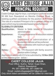 Cadet College Rawalpindi Jobs Apply Today