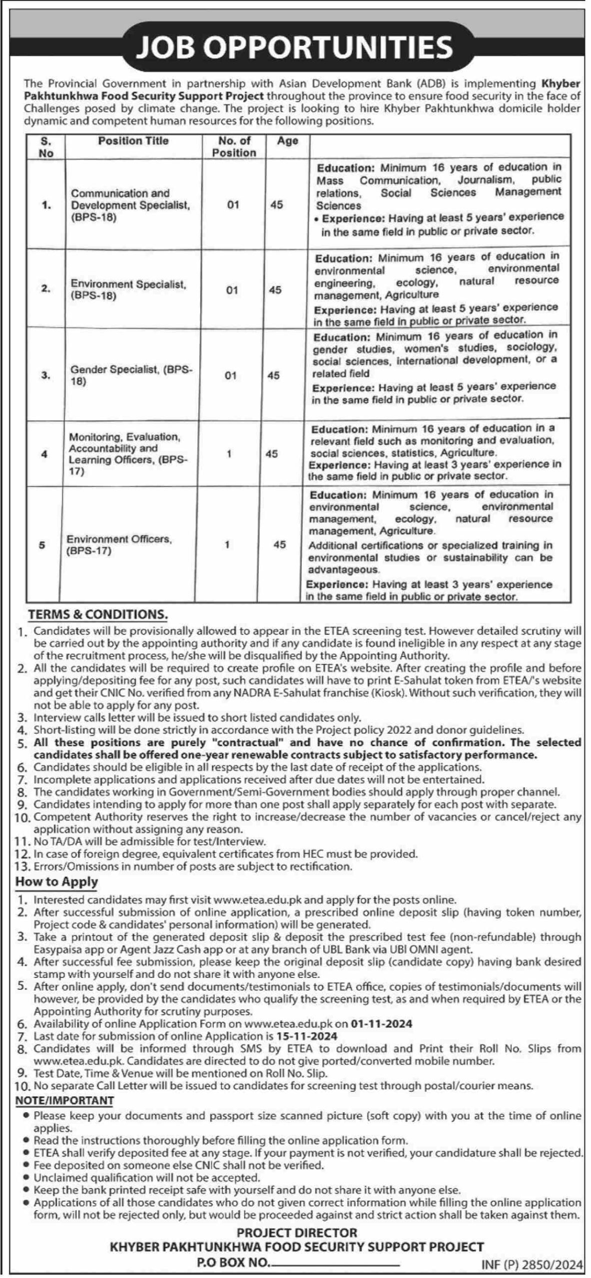 government project Peshawar Jobs Apply Today